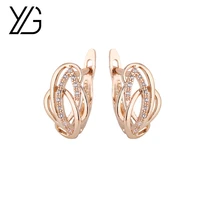 ygl trendy woman earring rhodium color stone plated stud graceful girl accessories fashion jewelry franch gift