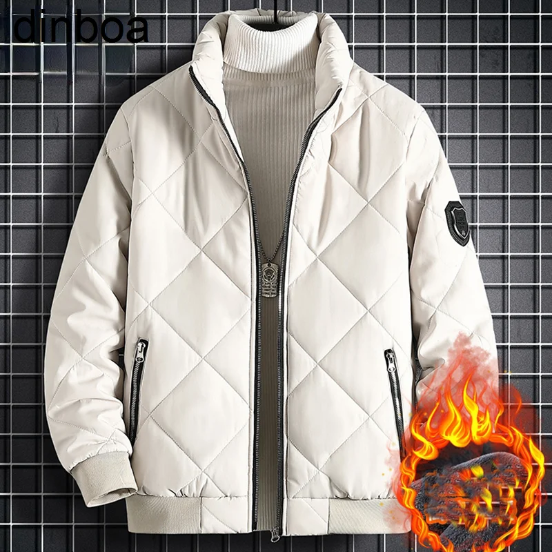 y2k Warm Men Parkas Casual Parka Jackets Winter ThickMen's Sportswear Cotton Padded Jackets Zipper Solid Outwear WindbreakerCoat