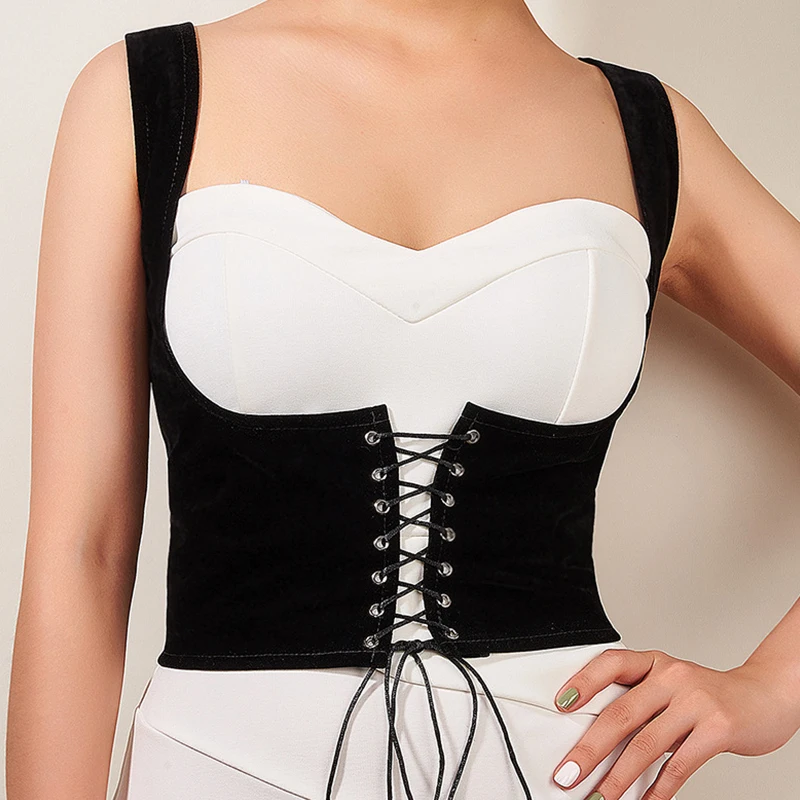 

Corset Vintage Women Bustier Corset Lace-up Suspender Crop Tops Vest Waist Bodyshaper Tank Cummerbunds Chest Wrap Girdling