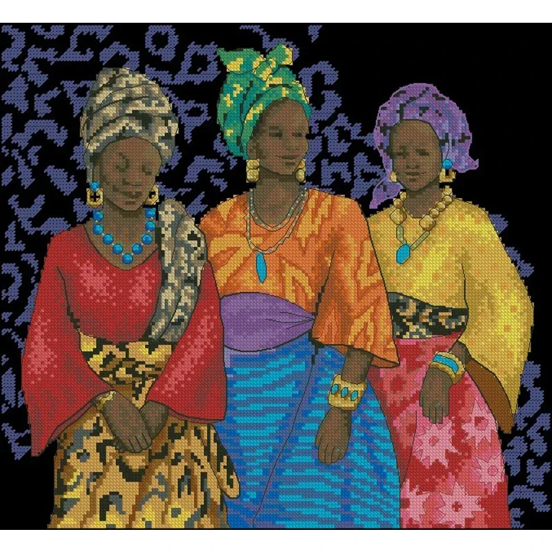Набор для вышивки счетным крестом Amishop Gold Collection три йорбанских женщин