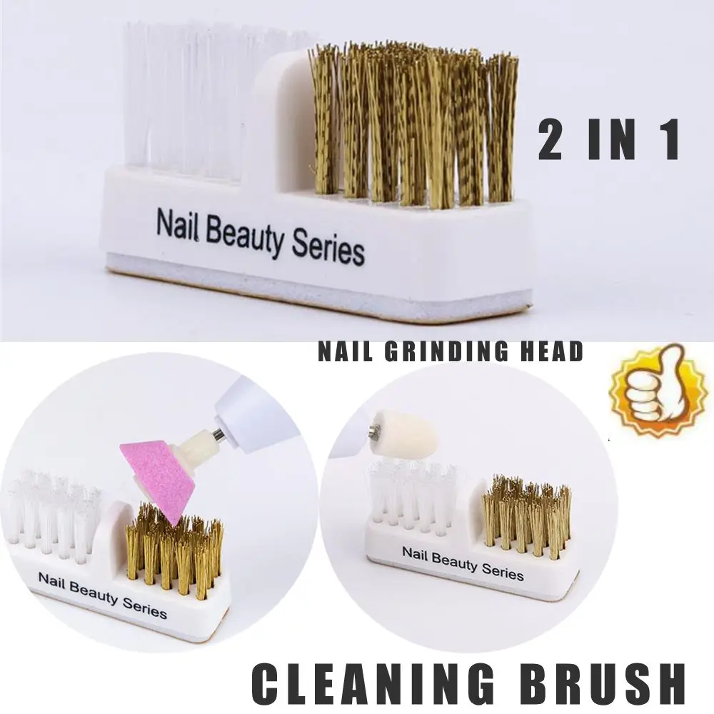 

1Pc Professional Nail Brush Cleaning Drill Grinding Head Portable Cleaner Dual Brush Copper Wire Cleaner Manicure Salon Tools