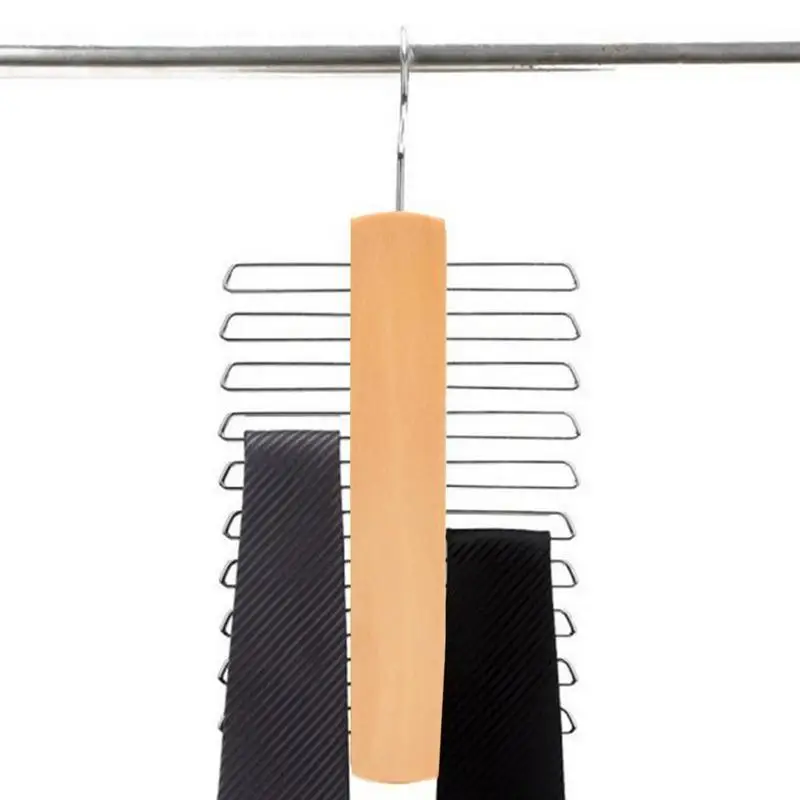 

Wooden 20 Bar Tie Rack Hanger Space Saving Scarf Belt Hanger White Solid Wood Necktie And Belt Accessory Storage Organizer