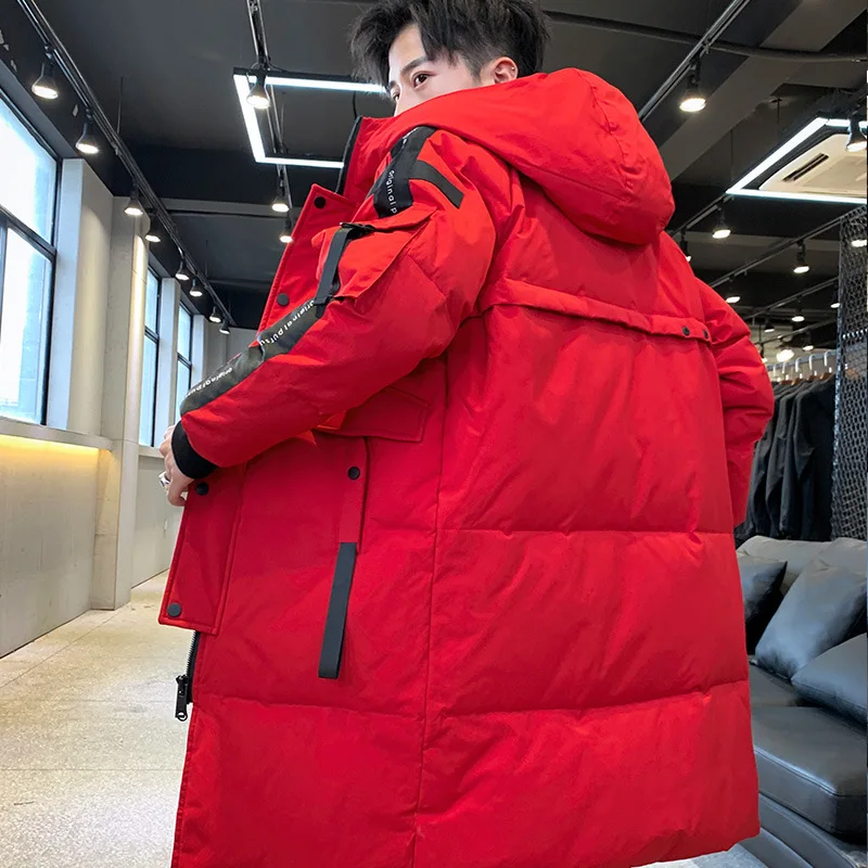 

Зимнее пальто 2021, мужская длинная пуховая куртка, красивая шапка, теплые мужские зимние модные городские пальто, Молодежная жизнеспособность