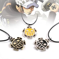 one piece trafalgar d water law anime logo pendant necklace double sided pattern alloy jewelry