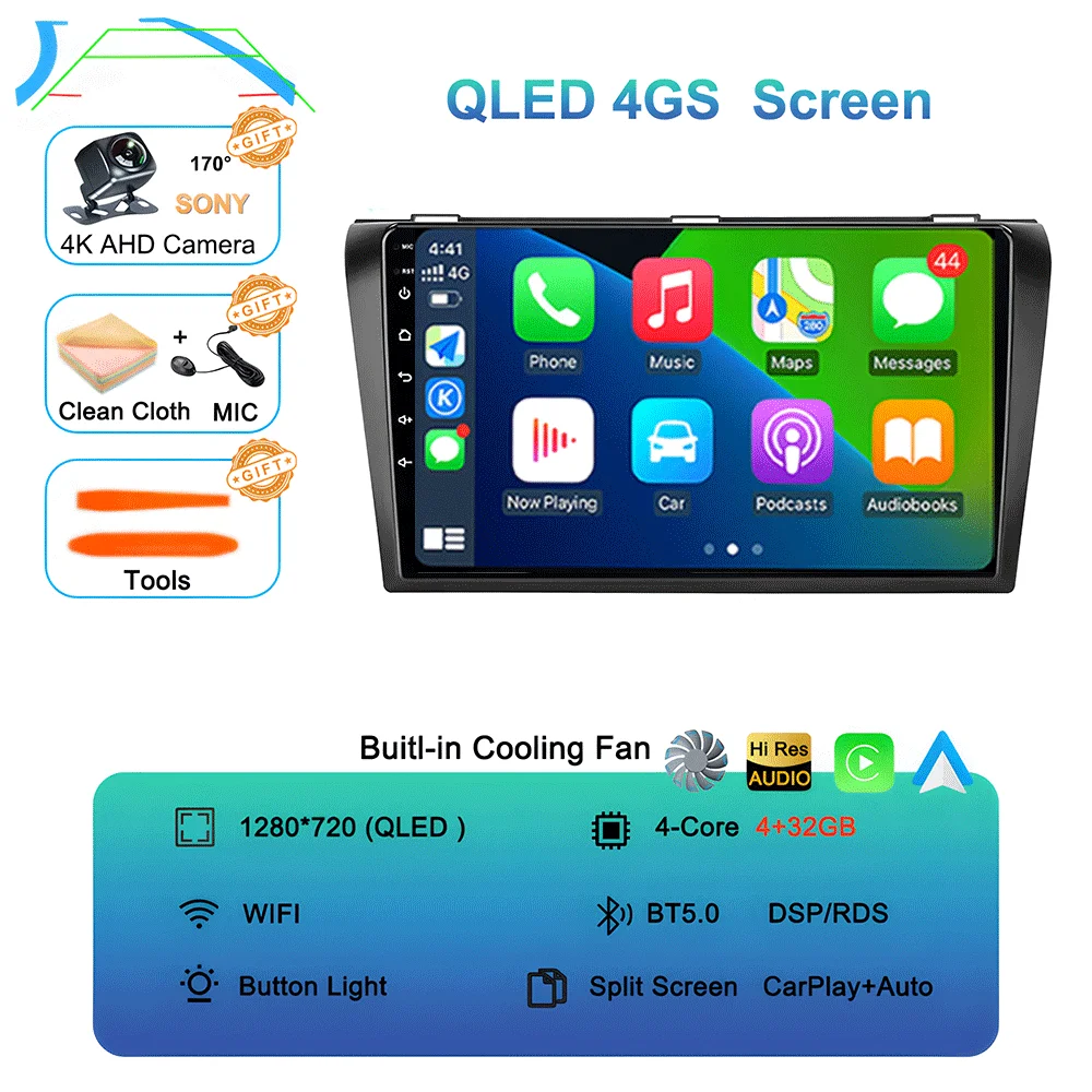 

Видеоплеер Android 15, автомобильный радиоприемник для Mazda 3 2004-2009 2din с мультимедийным плеемом BOSE Carplay, стерео GPS, головное устройство