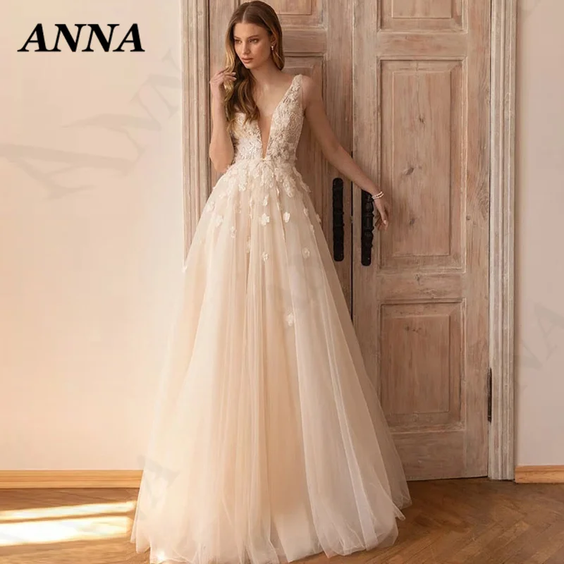 

Anna Beauty Wedding Dress 2022 Simple Spaghetti A-Line Beach Party Gown Elegant Backless Vestido De Noiva Civil Women Skirt