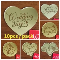 10pcs per pack acrylic wedding day engaged mr mrs bride cupcake topper for party decoration baking