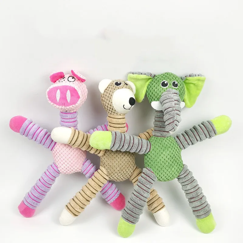 

100% Brand New Pet Plush Sound Toy Cartoon Large Font Pig Elephant Bear Animal Dog Grinding Teeth Vent Toy