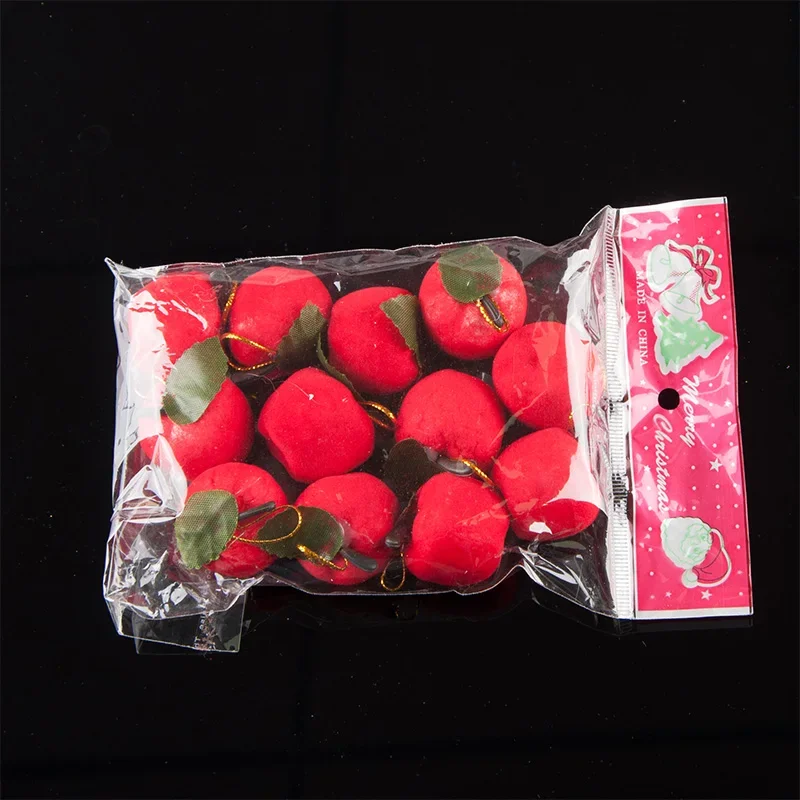 Маленькая подвеска 12 штук 3 см красное яблоко