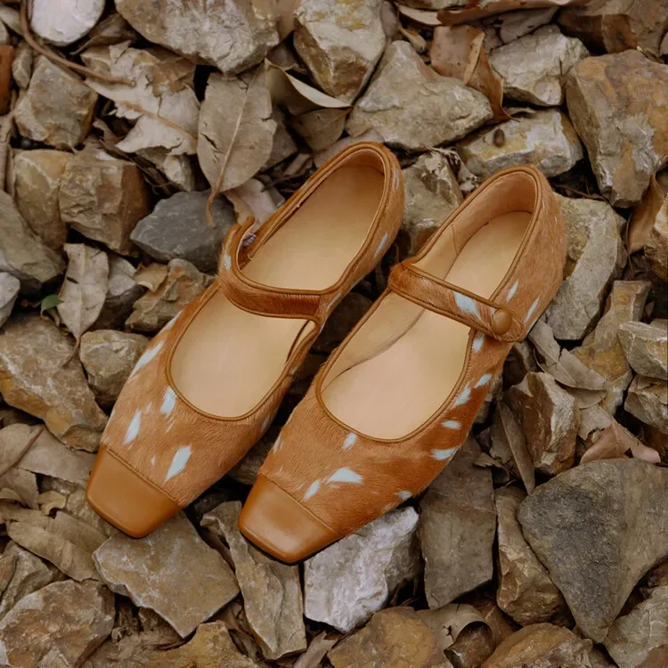 Квадратный носок ремень из конского волоса туфли-лодочки Мэри Джейн с цветными