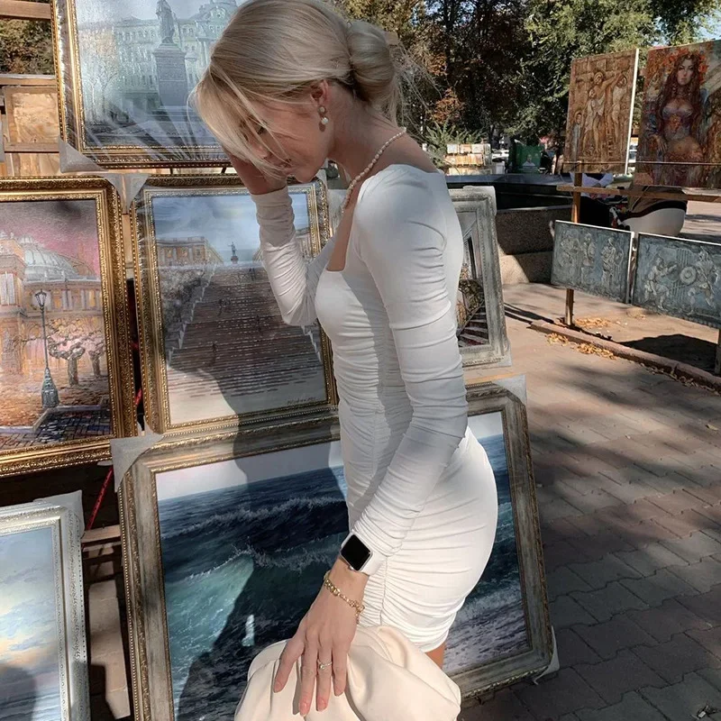 Новинка 2025 белое платье для женщин элегантное Vestido de Mujer черное осенне-весеннее