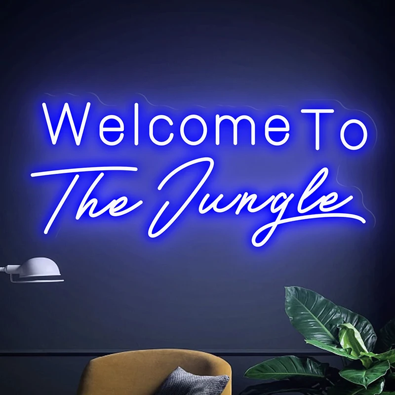 

Добро пожаловать в джунгли неоновая вывеска под заказ зеленая неоновая лампа для гостиной Декор неоновый сад бар добро пожаловать настенные художественные светильники