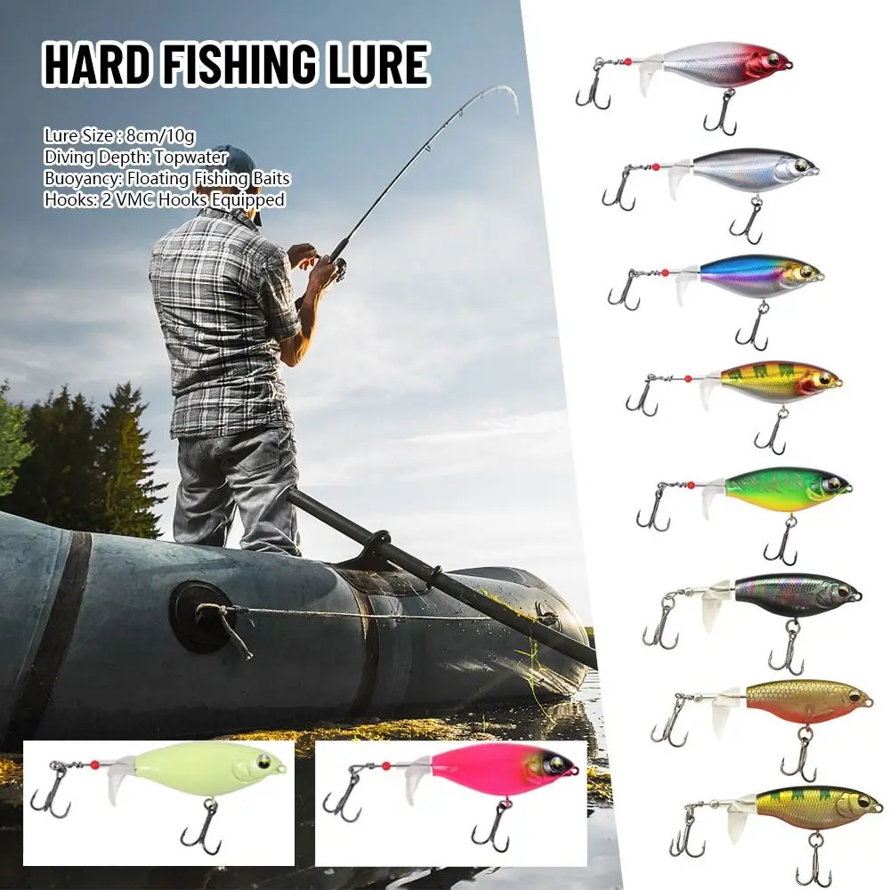 

Whopper Popper Fishing Lure For Carp Topwater Floating Double Propeller Blade Soft Rotating Tail Hard Bait Bass Swimbait 8cm/10g