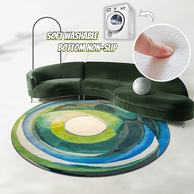 

Creative Design Round Carpets Living Room Abstract Art Large Area Rugs for Balcony Bedroom Decoration Rug Cloakroom Floor Mat