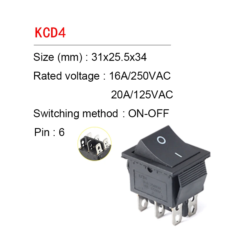 Тумблер 2 Позиции 6 футов блок питания клавишный переключатель панель 31x25 мм KCD4 15A