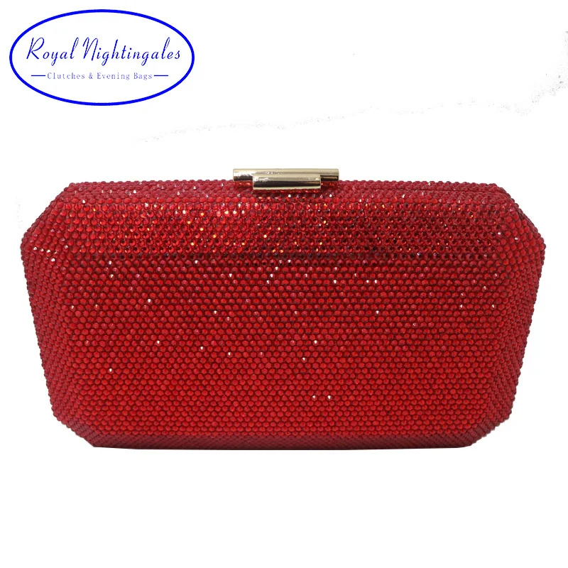 

New Handbag istlets Hard Box Clutch Red Crystal Clutches and Evening Bags