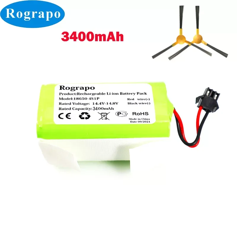 

New 3400mAh Li-ion Battery with Side Brush For Neatsvor X500, X520, X600, Mamibot EXVAC660 Robotic Vacuum Cleaner Parts