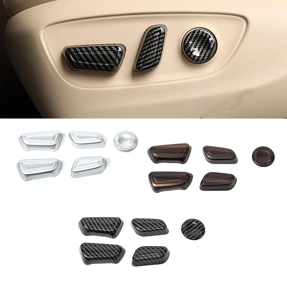 

For Toyota Highlander XU70 2022 Carbon Fiber Color Seat Adjust Switch Button Trim Cover ABS Car Interior Accessories Decorate