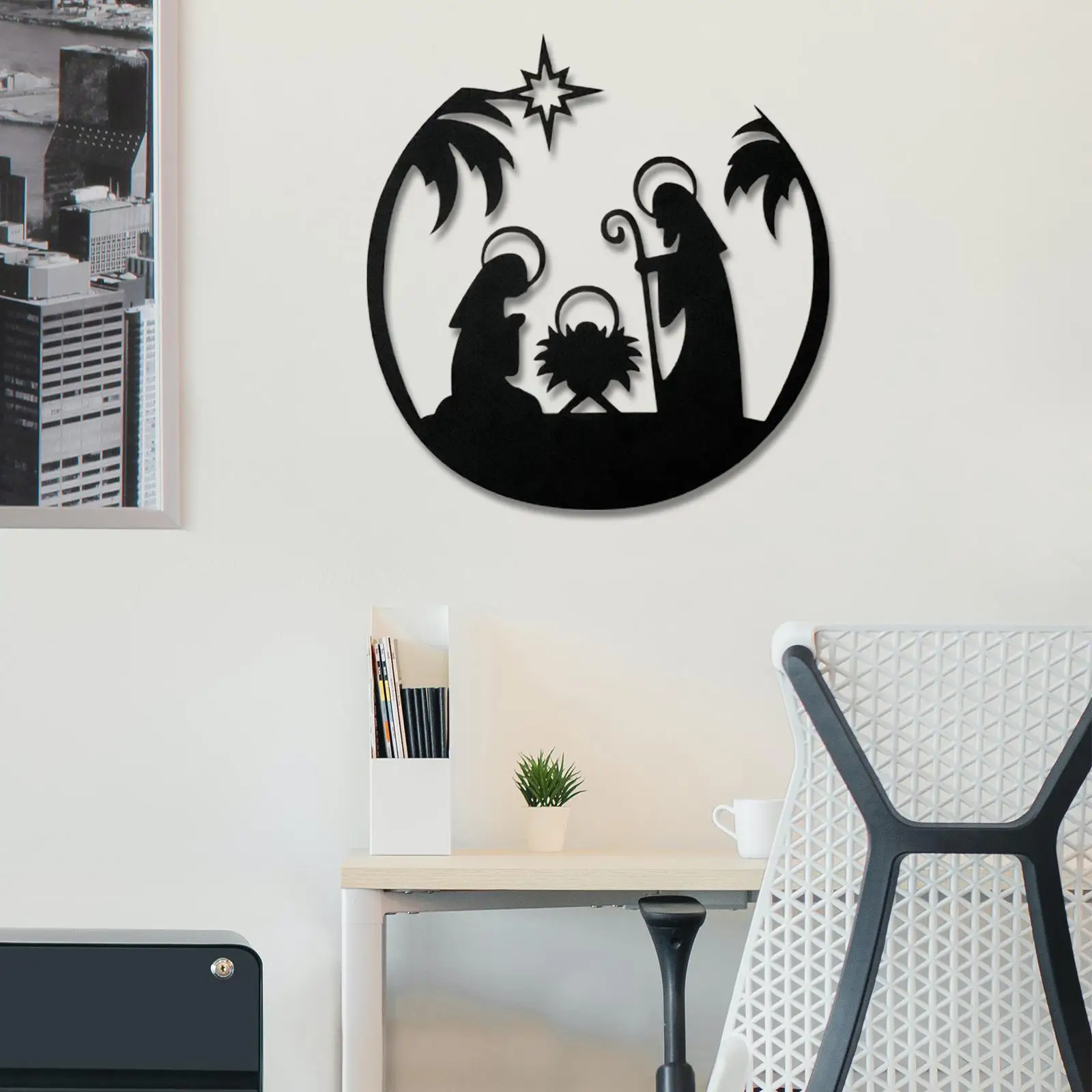 

Metal Sculptures Holy Family Statue Christian Park Indoor Patio Silhouette