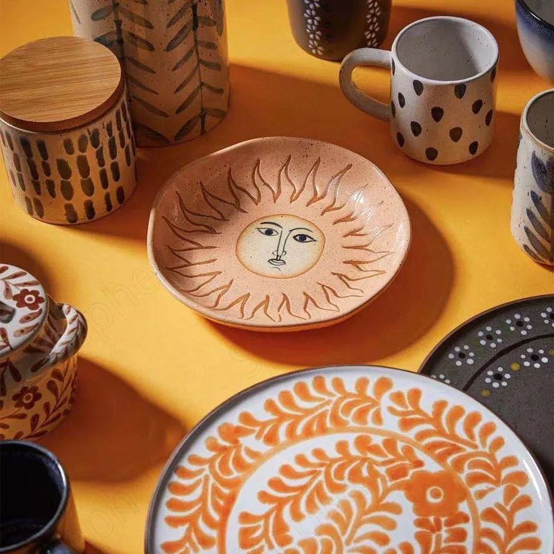 Американская современная керамическая посуда ручная роспись обеденная тарелка