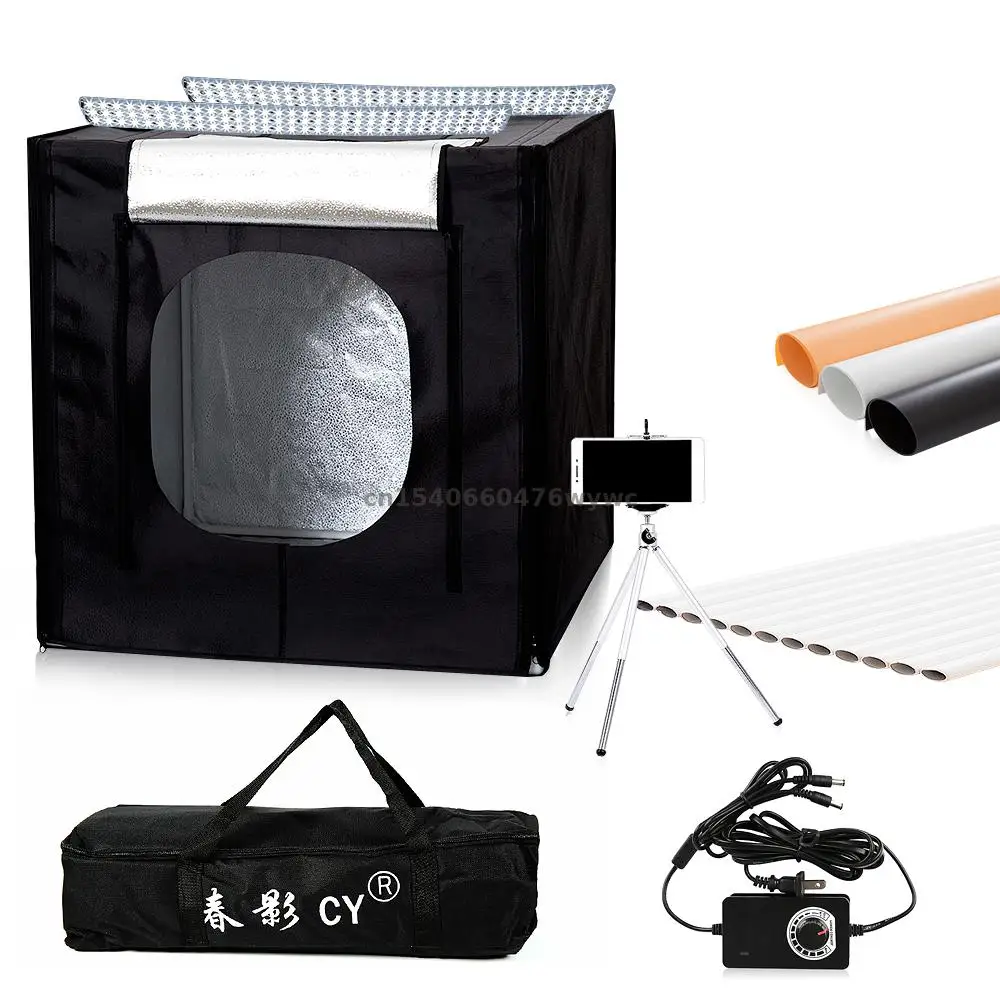

60*60cm LED Photo Studio light tent Tabletop Shooting SoftBox lightbox+Portable Bag+Dimmer switch AC adapter for Jewelry Toys