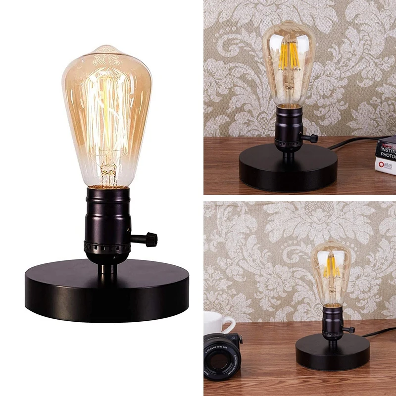 

JEYL Table Lamp Base E26 E27 Desk Lamp with Plug in Cord On/Off Switch Bedside Lamp Holder for Lighting Decor 2 Pcs