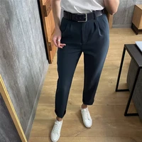 women guard pants elegant mid waist formal pleated trousers handsome multiple occasion spring autumn suit pants