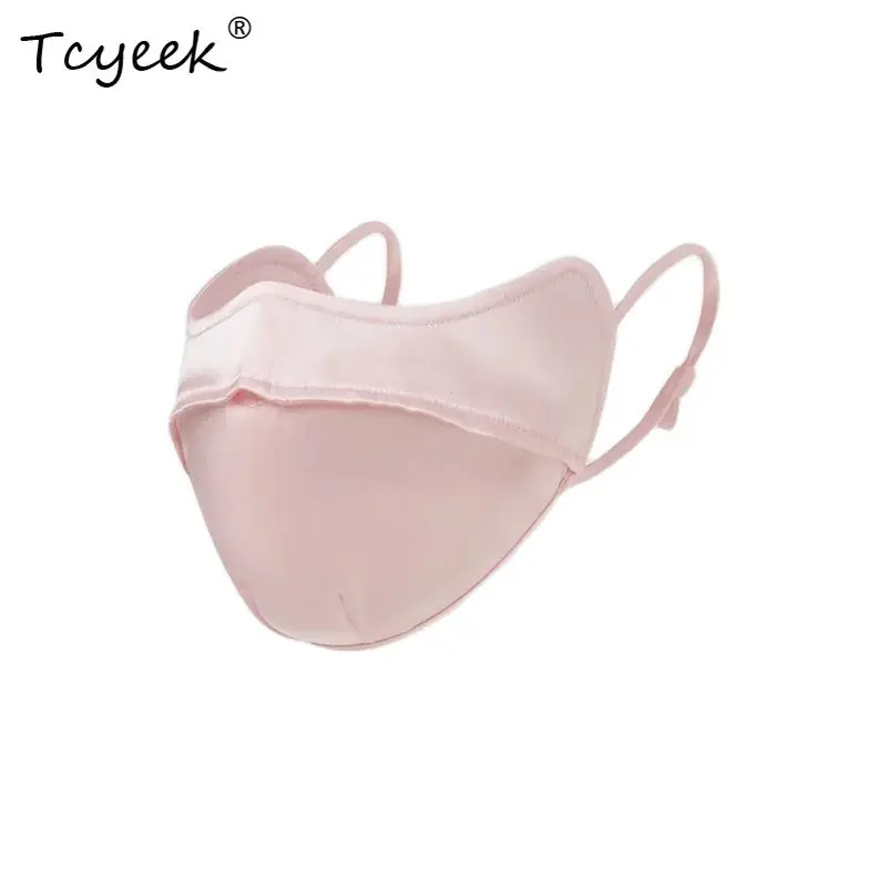 Фото Tcyeek, 100% настоящие шелковые маски, солнцезащитный крем унисекс, защита от ультрафиолета, дышащая спортивная велосипедная тонкая маска для лица, лето-осень A48056QC №3
