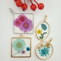 new womens original glass diy natural dry flower necklace square round pendant fashion