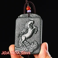 hot explosion aaaaa hetian jade landscape horse brand lucky pendant amulet quality necklace exquisite chain fine jewelry