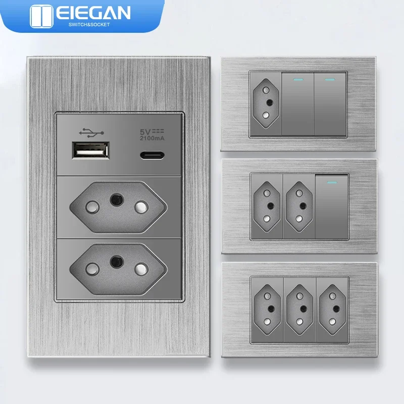 ЭЛЕГАНСКИЙ Серый Бразилия Алюминиевая проволочная панель Стандартная розетка