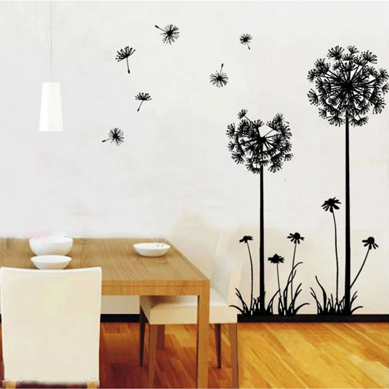 

Hot Wall Stickers Black Dandelion Sitting Bedroom Room Household Adornment Creative Decor Decals Mural Art Poster On The Wall