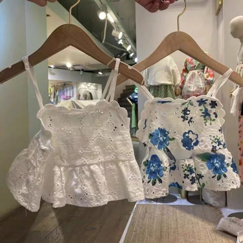 

2023 New Sweet Kids Baby Clothes Girls Shirt Suspender Floral Girls Tee Clothing Children Wears Tops 1 2 3 4 5 6 Years
