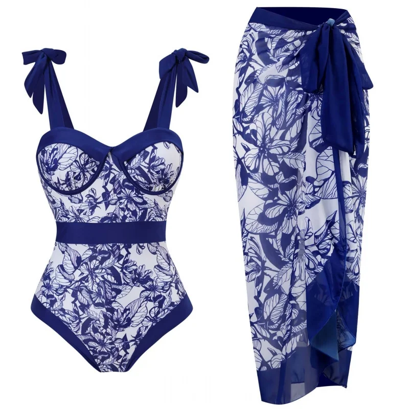 Two Piece Sets Beach Swimsuit Cover-up 2023 Summer Women Clothes Tops Bodysuits And Skirt Fitness Skinny Outfit 2 Piece Suit