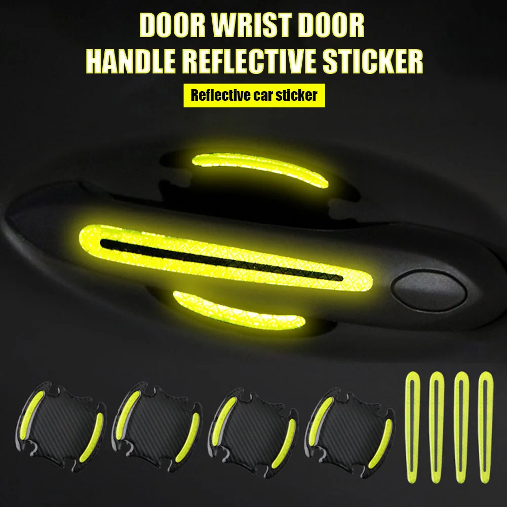 

Universal 3D Reflective Car Door Handle Sticker Door Bowl Handle Scratch Protective Sticker Anti-Collision Cover Car Accessories