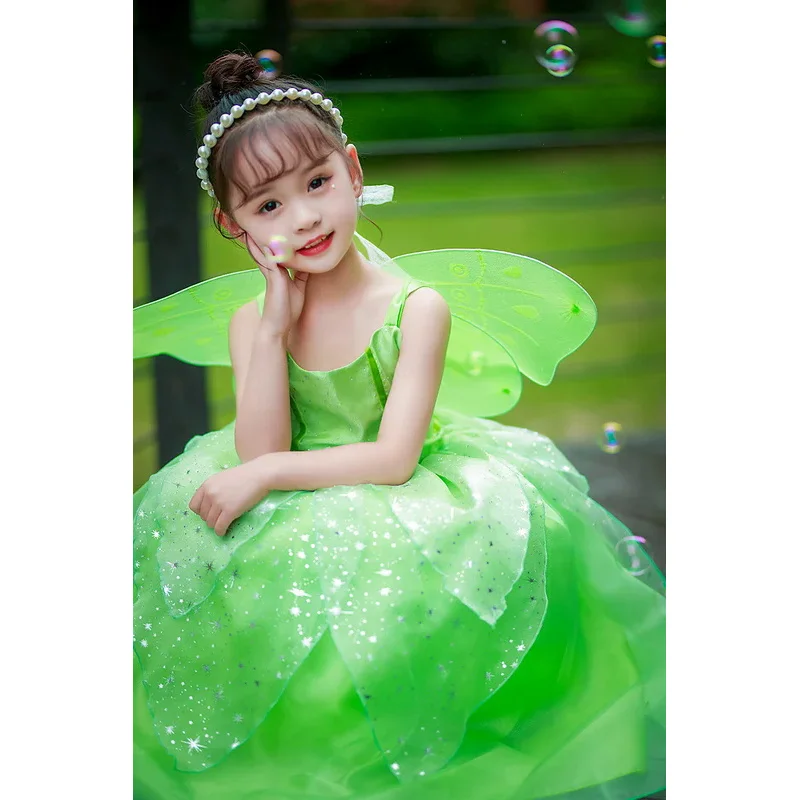 Детский костюм принцессы Tinkerbell с крыльями для Хэллоуина