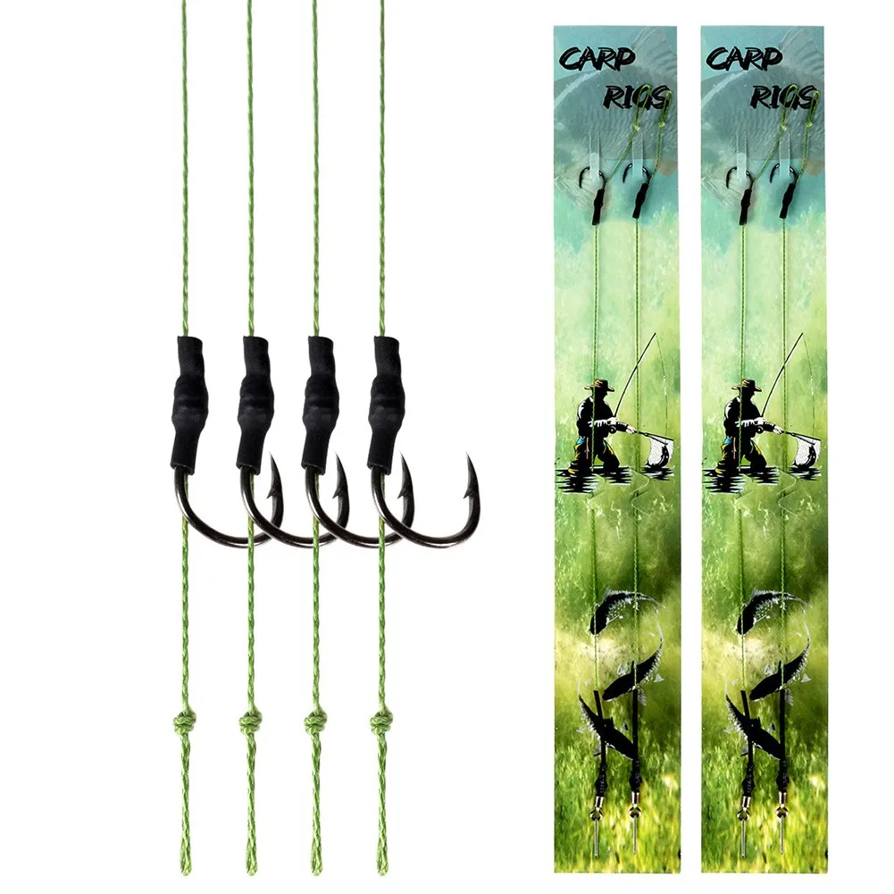 

2pcs/Pack Carp Fishing Ready Tied Hair Rigs Hand Made Sub Braid Line Hooks 8/10/12/14# Terminal Tackle Accessories