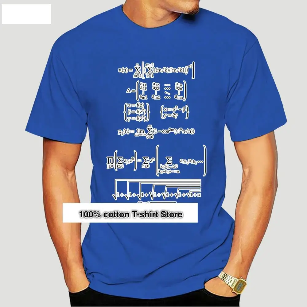 

Camiseta de algodón puro para hombre, prenda de vestir, de gran tamaño, con diseños matemáticos, harajuku, 2021