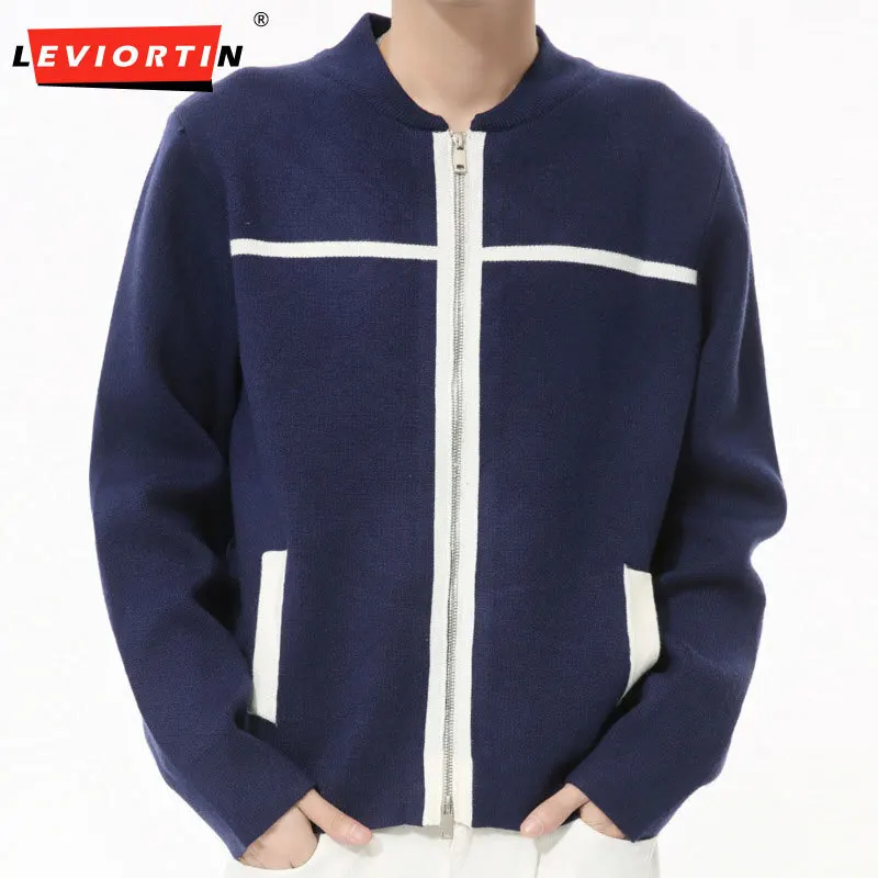 Мужской осенний новый продукт: простой полосатый вязаный повседневный свободный