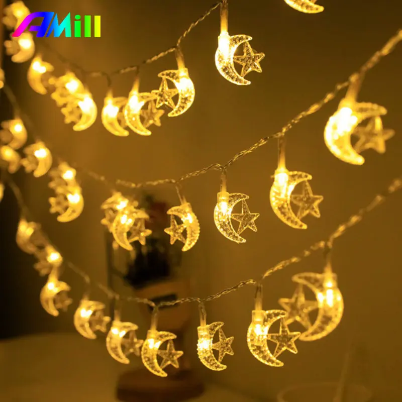 

6M Eid Mubarak Star Moon Led String Lights Ramadan Kareem Decoration for Home 2023 Islamic Muslim Festival Party Supplies