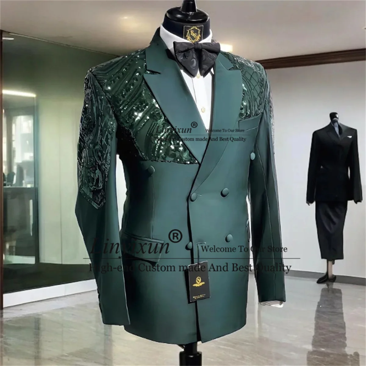 Модные мужские костюмы с блестками и аппликацией комплекты из 2 предметов куртка