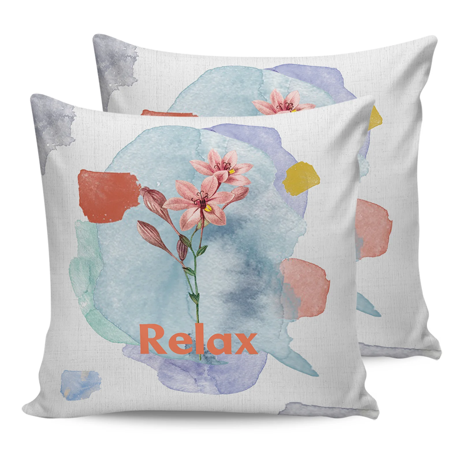 

Цветочный акварельный тканевый узор, наволочка, комплект из двух предметов, домашний декор для дивана, наволочка, наволочка для кровати, нав...