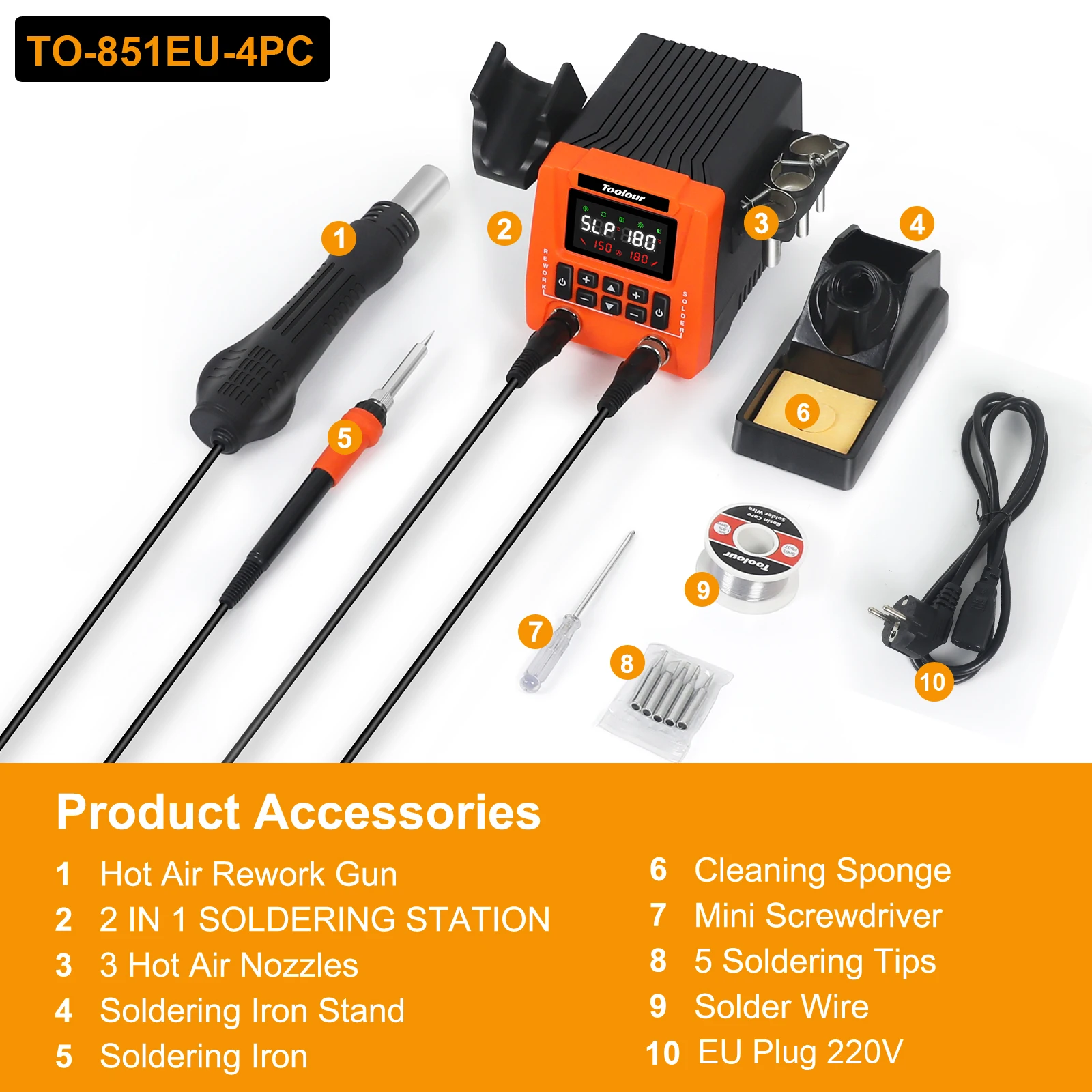 

Комплект цифровой паяльной станции NEWACALOX с ° Преобразование C/oF, 5 жал для пайки, 3 сопла горячего воздуха для ремонта электроники