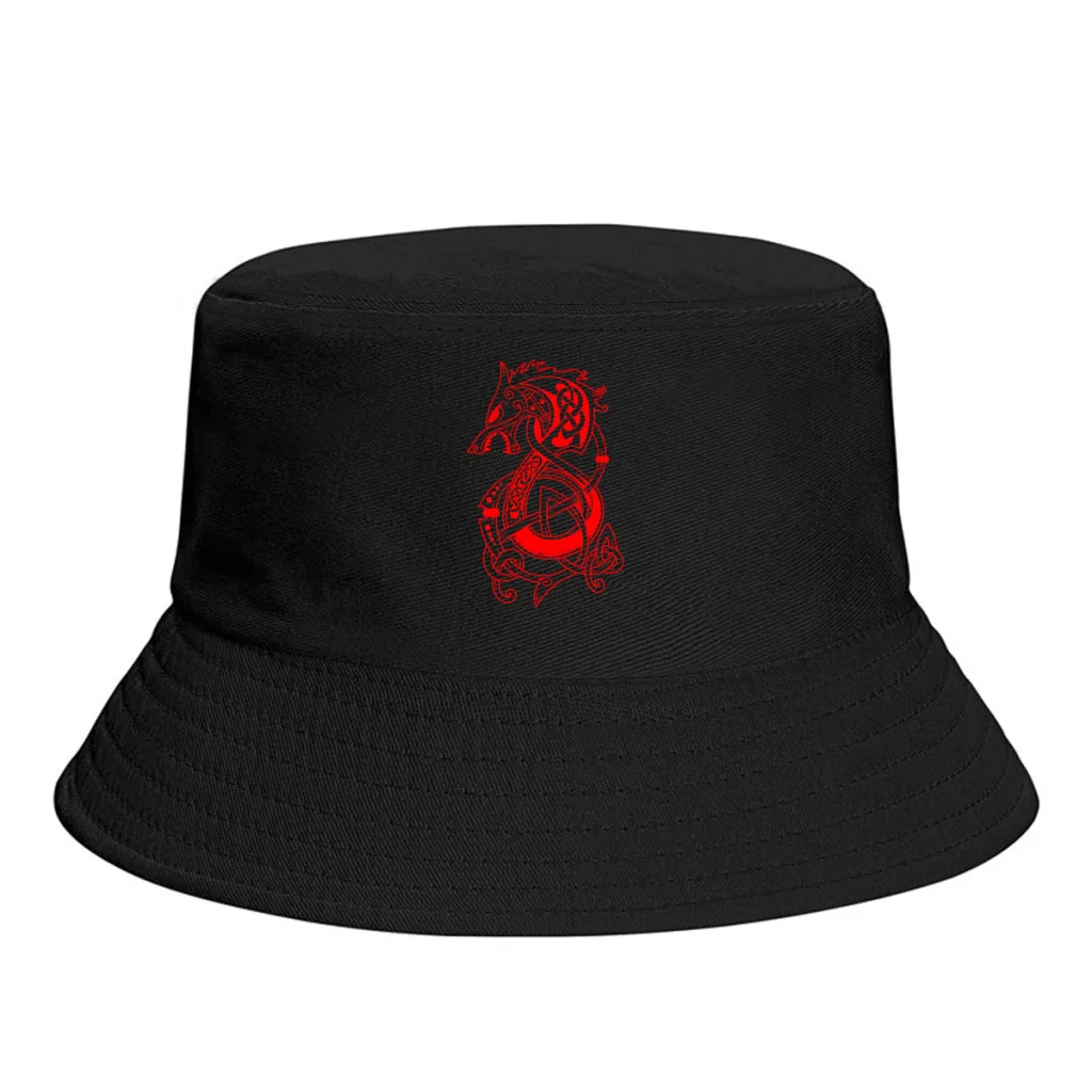 

The Wolf Fenrir Vikings Unisex Bucket Hat Camping Washable Thick Panama Cap Visor Sun Hats Fisherman Caps