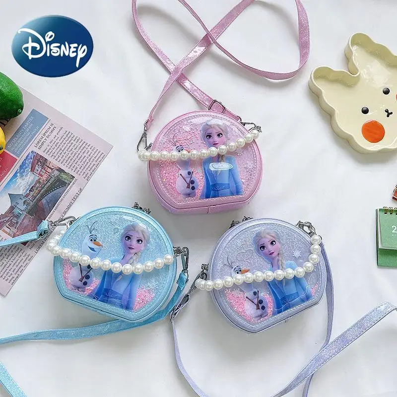 Disney Frozen Princess Elsa Handbag for Girls' Lovely Princess Messenger Bag Coin Wallet 2023 Luxury Designer Crossbody Bags
