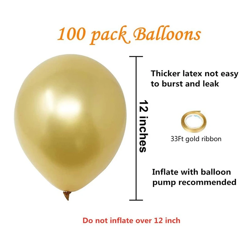 Латексные воздушные шары с металлическим хромом 12 дюймов в упаковке 100 шт. | Дом и