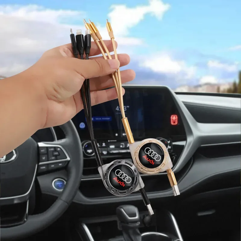 Интерьер автомобиля 3 в 1 Кабель для быстрой зарядки Micro USB типа C Audi Sline RS A1 A3 A4 A5 A7 A8