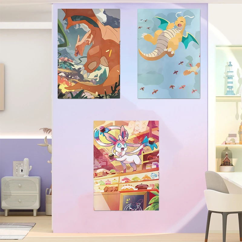

Pokemon Anime Poster Dragonite Gengar Charizard Children's Bedroom Decoration Painting Toy Christmas Gift Canvas Painting