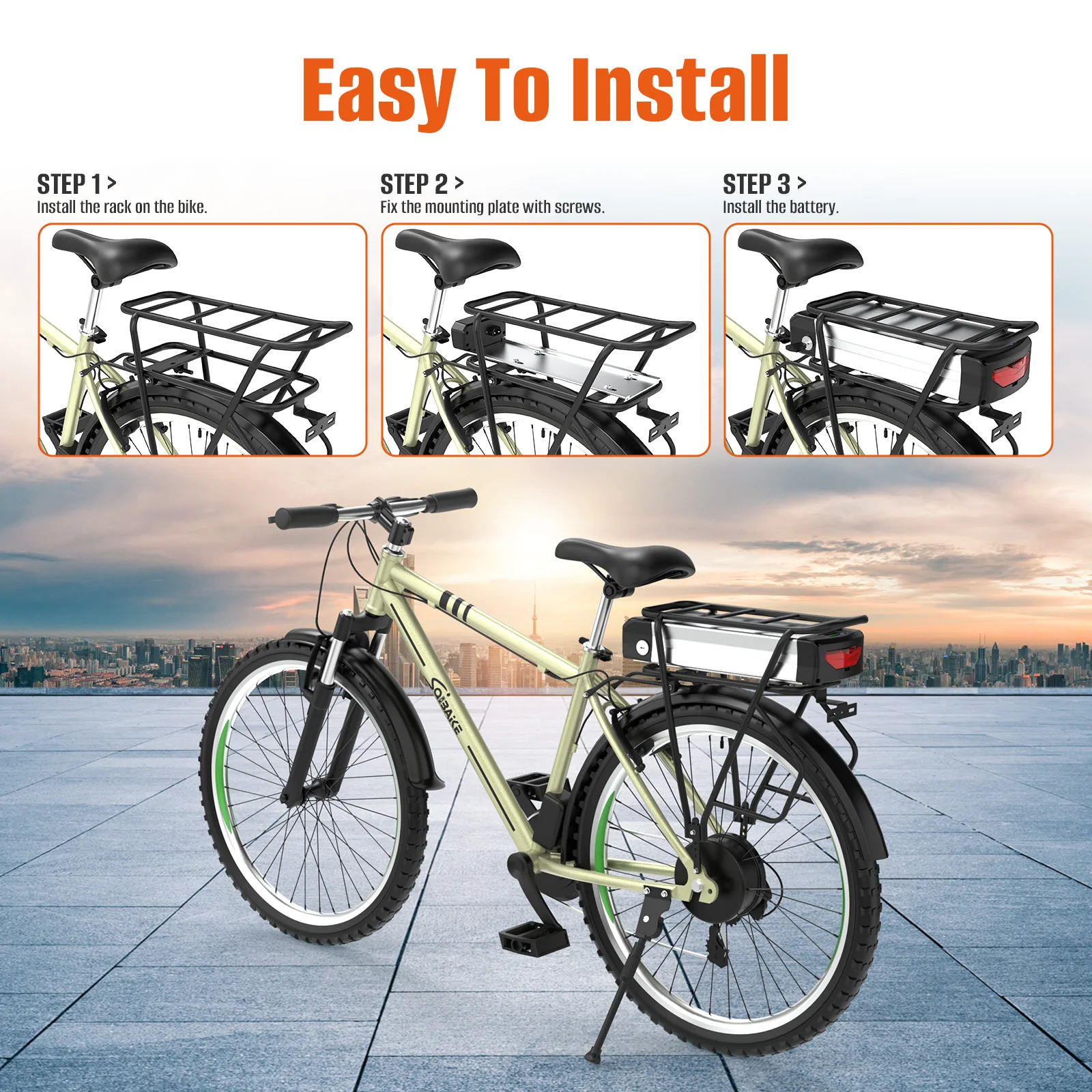 Аккумулятор для заднего багажника eBike 21700 18650 52 в 48 27 Ач 36 ач с двойным чемоданом