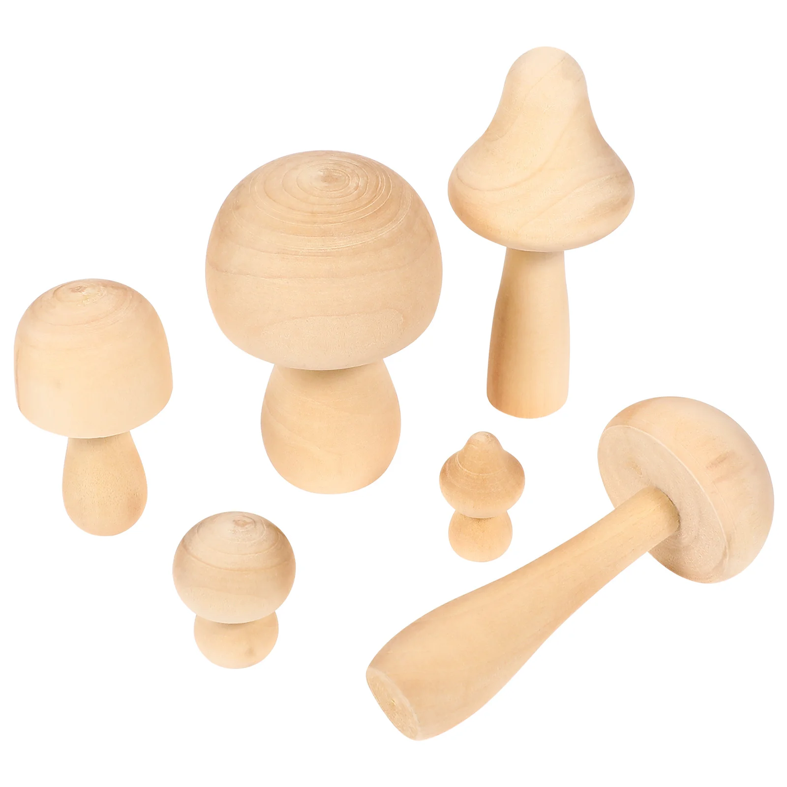 

6 Pcs Decorate Doodle White Germ Mushroom Child Christmas Decorations Unpainted Wood Shape Crafts